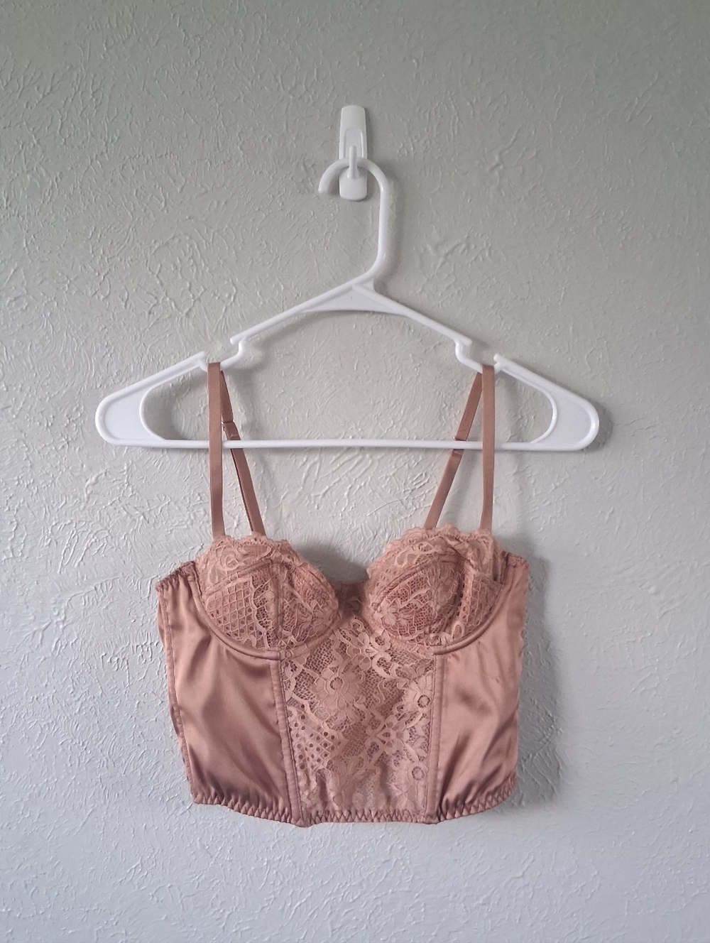 BDG Ava Lace & Satin Wine Corset Crop Cami Top / Bralette